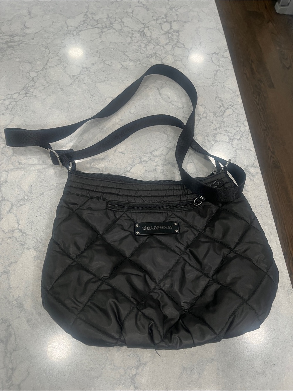 Vera Bradley Black Quilted Nylon Crossbody/Bag 11 x 9-1/2”